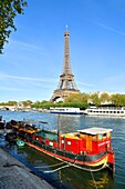 France, Paris, area listed as World Heritage by UNESCO, the banks of the Seine river and the Eiffel Tower\n