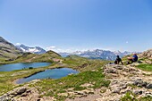 France, Hautes Alpes, Ecrins National Park, Orcieres Merlette, lakes les Jumeaux (2480m)\n
