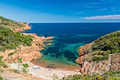 France, Var, Corniche de l'Esterel or corniche d'Or, Saint Raphael, Antheor, calanque du Petit Caneiret\n