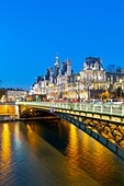 France, Paris, area listed as World Heritage by UNESCO, the Arcole Bridge and the Hotel de Ville\n