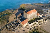 Frankreich, Pas de Calais, Ambleteuse, Fort Mahon, von Vauban entworfenes Fort (Luftaufnahme)