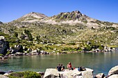 France, Hautes Pyrenees, Neouvielle Nature Reserve, Madamete Lake, GR10 hiking trail\n