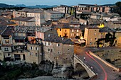 France, Vaucluse, Vaison la Romaine, the lower town, the Roman bridge over the Ouveze river from the upper town\n