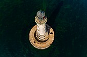Frankreich, Gironde, Verdon-sur-Mer, Felsplateau von Cordouan, Leuchtturm von Cordouan, denkmalgeschützt, Gesamtansicht (Luftbild)