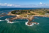 France, Loire Atlantique, Le Croisic, Pointe du Croisic, the wild Coast, Le Fort de l'Ocean hotel former 17th century fort (aerial view)\n
