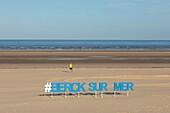 France, Pas de Calais, Berck sur Mer, #berck sur mer installed on the beach\n