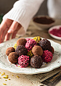 Chocolate Truffles with Different Toppings