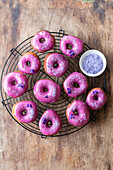 Donuts with violets sugar