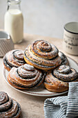 Fluffy Yeast Rolls with Poppy Seed and Powdered Sugar