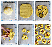 Baking buns shaped as flowers