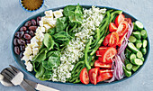 Greek lemon rice salad with feta cheese