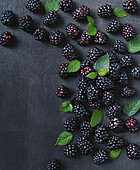 Fresh blackberries with leaves