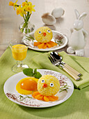 Sweet rice chicks with apricots for Easter