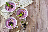 Blueberry mousse with chia seeds