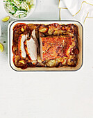 Fennel roast pork with potatoes from the oven