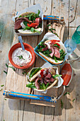 Pita with grilled saddle of beef and lamb