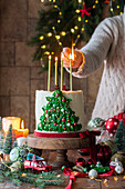 Red velvet Christmas tree cake