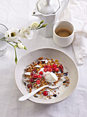 Homemade cinnamon muesli with coconut