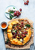 Grape and blue cheese galette