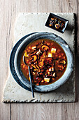 Chinese hot and sour mushroom soup