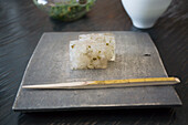 Sakura mochi with salted cherry leaves (Japanese sweet for the cherry blossom festival)