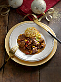Wild boar ragout with cranberries