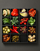 Tray with vegetables for pizza