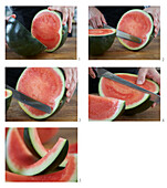 Kernlose Wassermelone schneiden