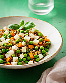 Ayurvedic pea and barley stew with vegetables