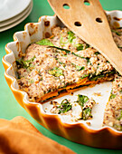 Ayurvedic sweet potato gratin with spinach and hazelnuts