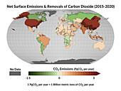 Surface emission and removal of carbon dioxide, 2015-2020