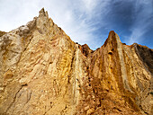 Multi-coloured sandstone sea cliffs