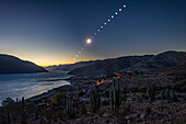 Total solar eclipse over Atacama desert, composite image