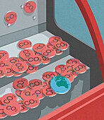 Global CO2 emissions, conceptual illustration