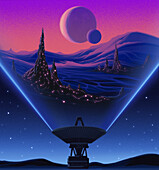 Search for extraterrestrial life, conceptual illustration