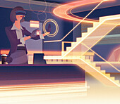 Virtual reality at work, conceptual illustration