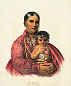 Osage woman and baby, illustration