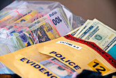 Evidence bag of banknotes