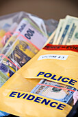 Evidence bag of banknotes