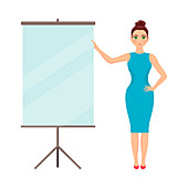 Businesswoman at flip chart, illustration
