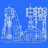 Compound engine blueprint, illustration