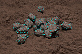 Carbon dioxide trapped in rocks, conceptual illustration