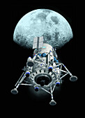 Spacecraft travelling to Moon, illustration