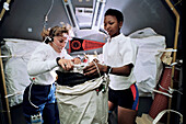 Jemison and Davis with LBNP suit, Spacelab-J STS47