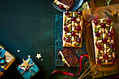 Christmas cake with chocolate cherry 'jewels'