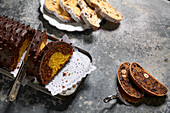Christmas stollen, fruit loaf with fruit loaf, saddle of venison with marzipan
