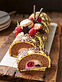 Bûche de Noel with berry cream