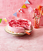 Pink dream cake with raspberries
