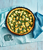 Spinach quiche with feta and pine nuts