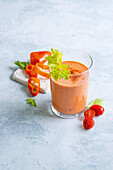 Vegetable kefir smoothie with peppers, tomatoes and celery